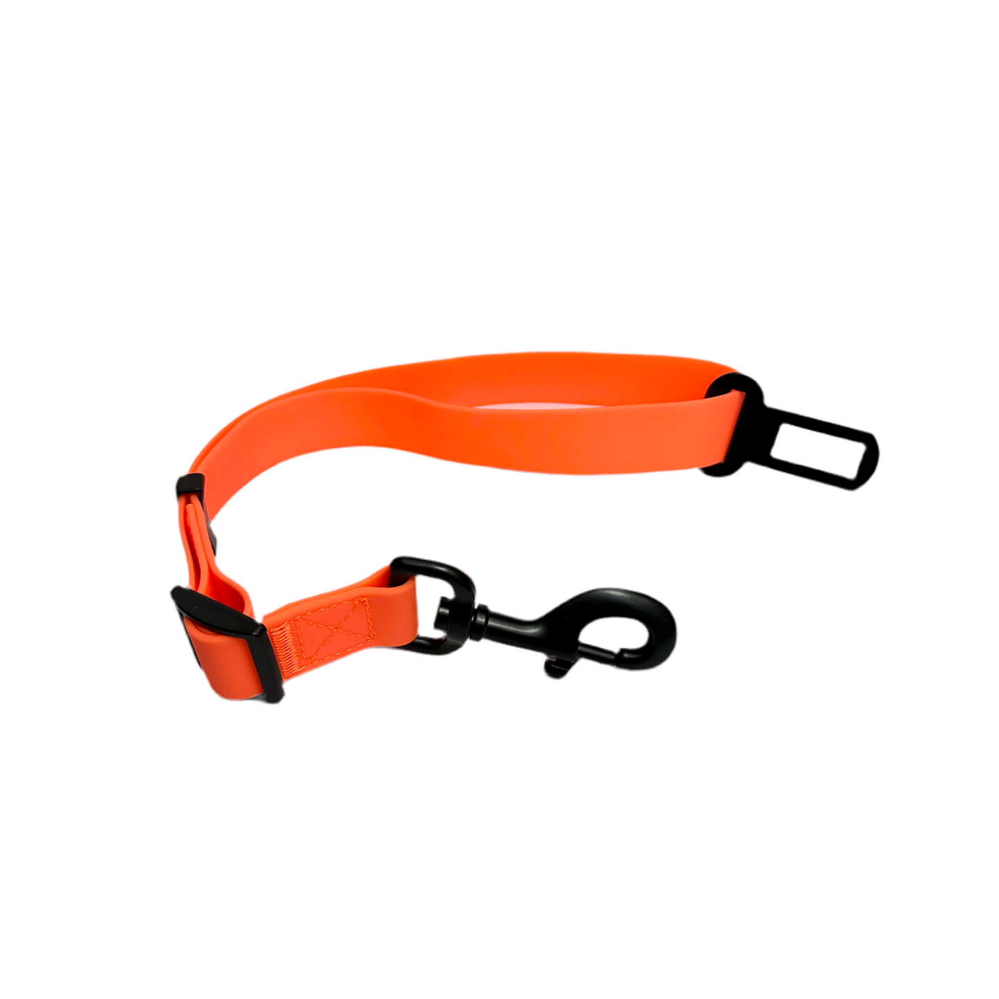 Neon Orange Waterproof Full Set- Lead + Collar + Harness + Seat Belt