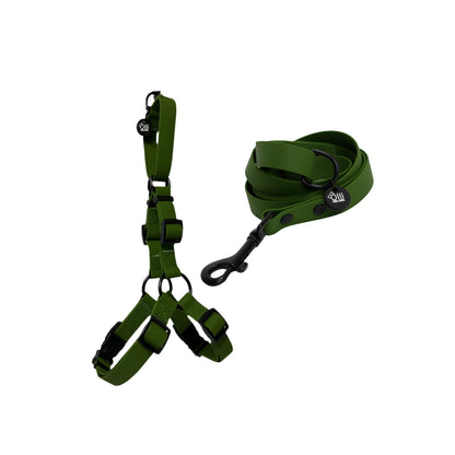 Camo Green Harness + Lead Pair- Waterproof Lead + Harness