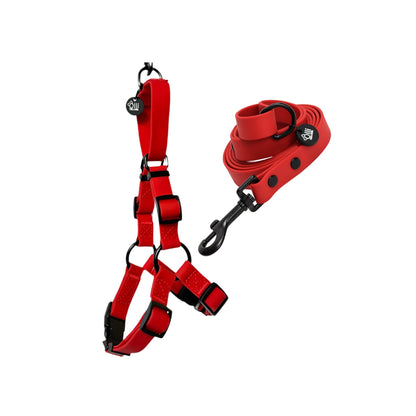 Candy Red Harness + Lead Pair- Waterproof Lead + Harness