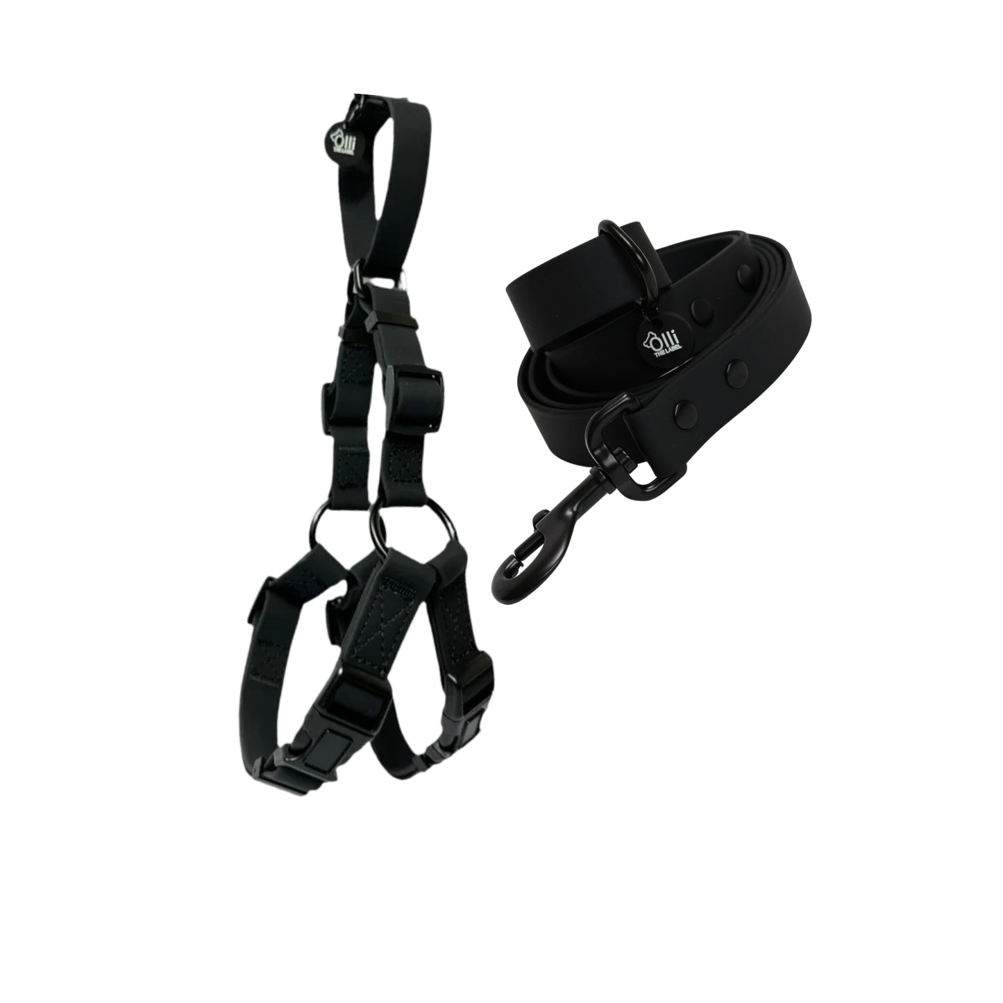 Neutral Black Harness + Lead Pair- Waterproof Lead + Harness