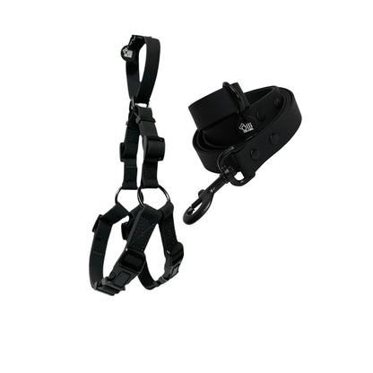 Neutral Black Harness + Lead Pair- Waterproof Lead + Harness