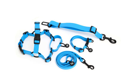 Olli Blue Waterproof Full Set- Lead + Collar + Harness + Seat Belt